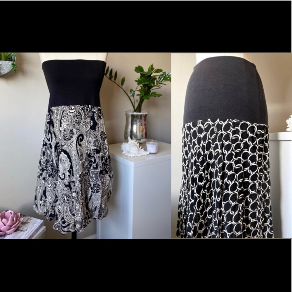 CAbi Reversible Skirt Dress Black Cream Size Small